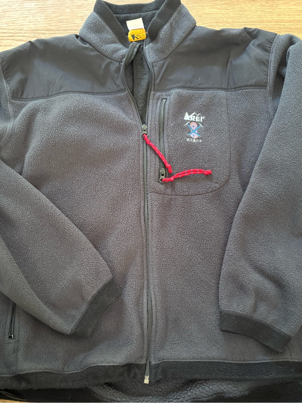 Vintage REI Staff Icepick Fleece Jacket Mens Large Black Full Zip Pullover 90s